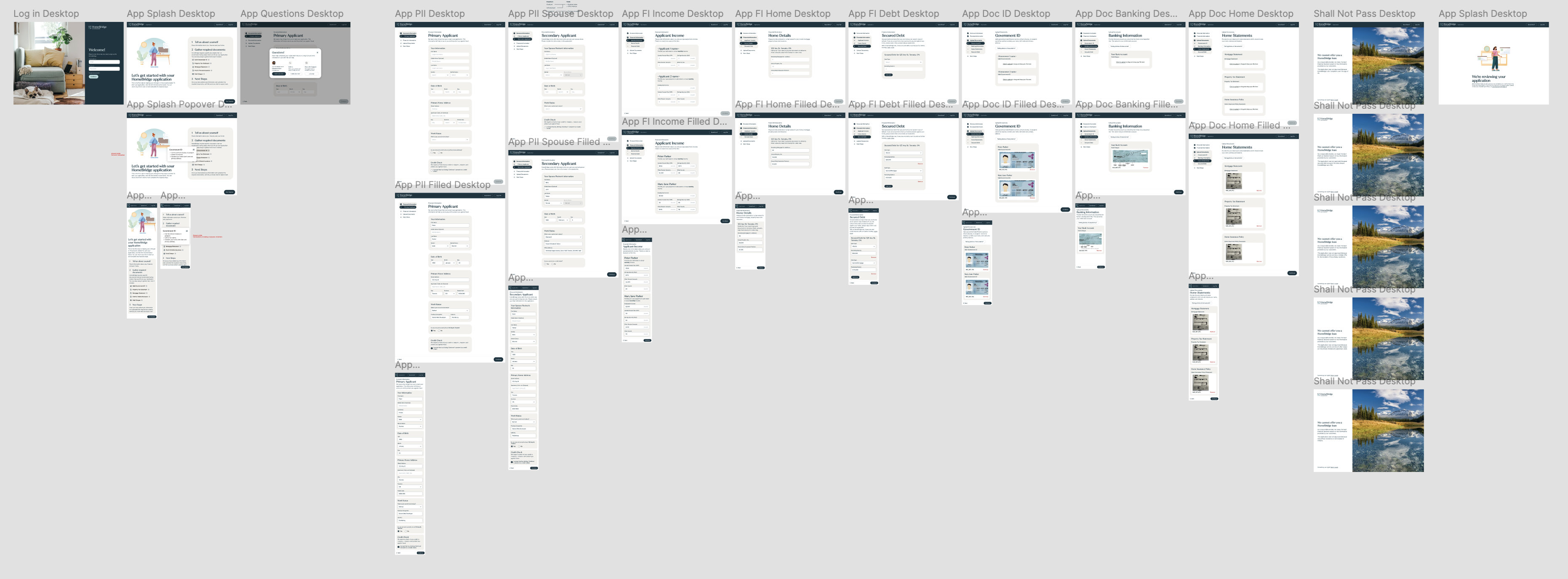 A selection of loan origination screens